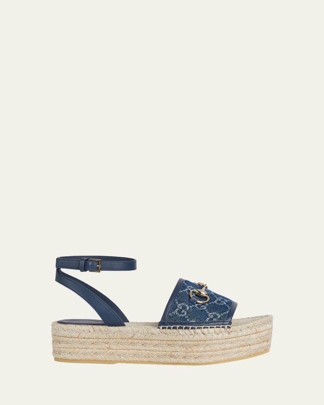 Paloma GG Denim Platform Espadrille Sandals